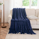 Kono Sherpa fleece throw blanket, 150 X 200 Cm, Soft, Cosy, Fluffy, Reversible, Microfibre, pături fixe pentru pat, canapea, canapea (Albastru marin, dublu/double) Paturi si Cuverturi Besuche den KONO-Store